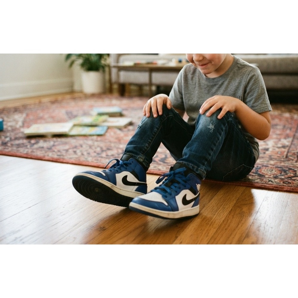 Jordan 1 Mid Game Royal Black White Sneakers DQ8423-402 Kids Size 6Y